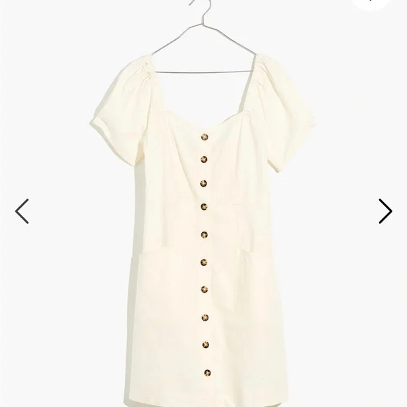 Sold! ❤️Madewell Linen-Cotton Puff-Sleeve Mini Dress - Picture 4 of 15
